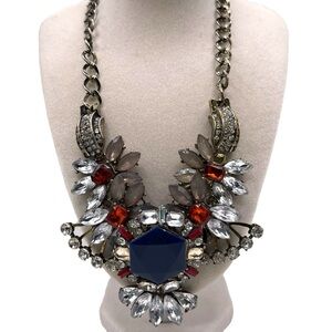 ❤️ Vintage Pier 1 Crystal Fan Floral Statement Necklace